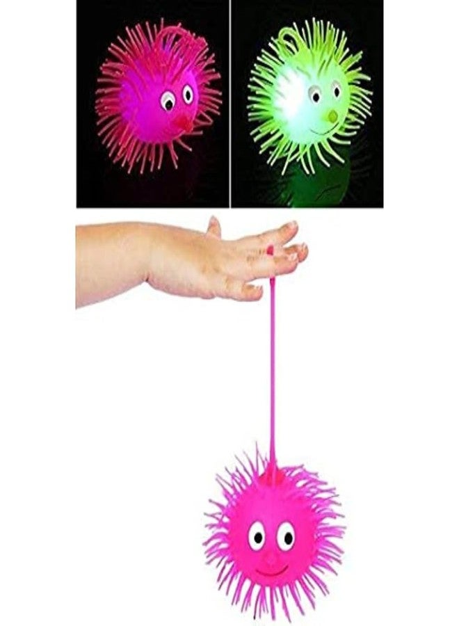 Munmoll LED Lights Puffer Balls with Big Eyes Soft Squeezable Squishy Toy Stress Relief Ball Rubber Puffer Fun Toy Indoor Outdoor Spiky Fidget Sponge Balls Boy Girl Best Gift (Set of 4) - Image 5